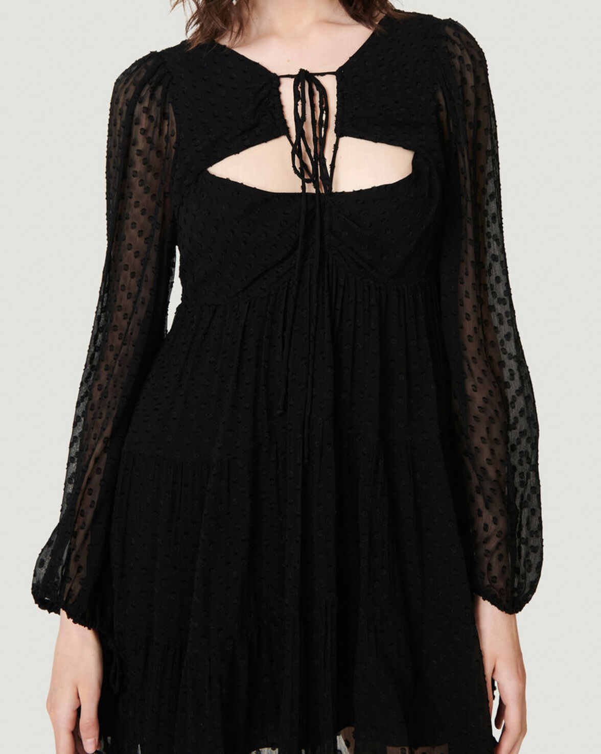 DIXON OPEN HALTER BABYDOLL MINI DRESS image number null